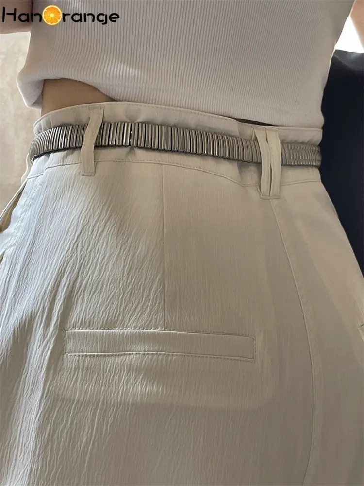 HanOrange 2024 Spring Summer Vintage 62cm Metal Belt Women Stainless Steel Minimalist Decorative Belt Female Silver