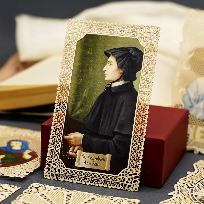 Lace Paper Bookmark Catholic Christian Saint Elizabeth Ann Seton Decorative Holy Card Religious Figure Icon Church Gift 7x11cm