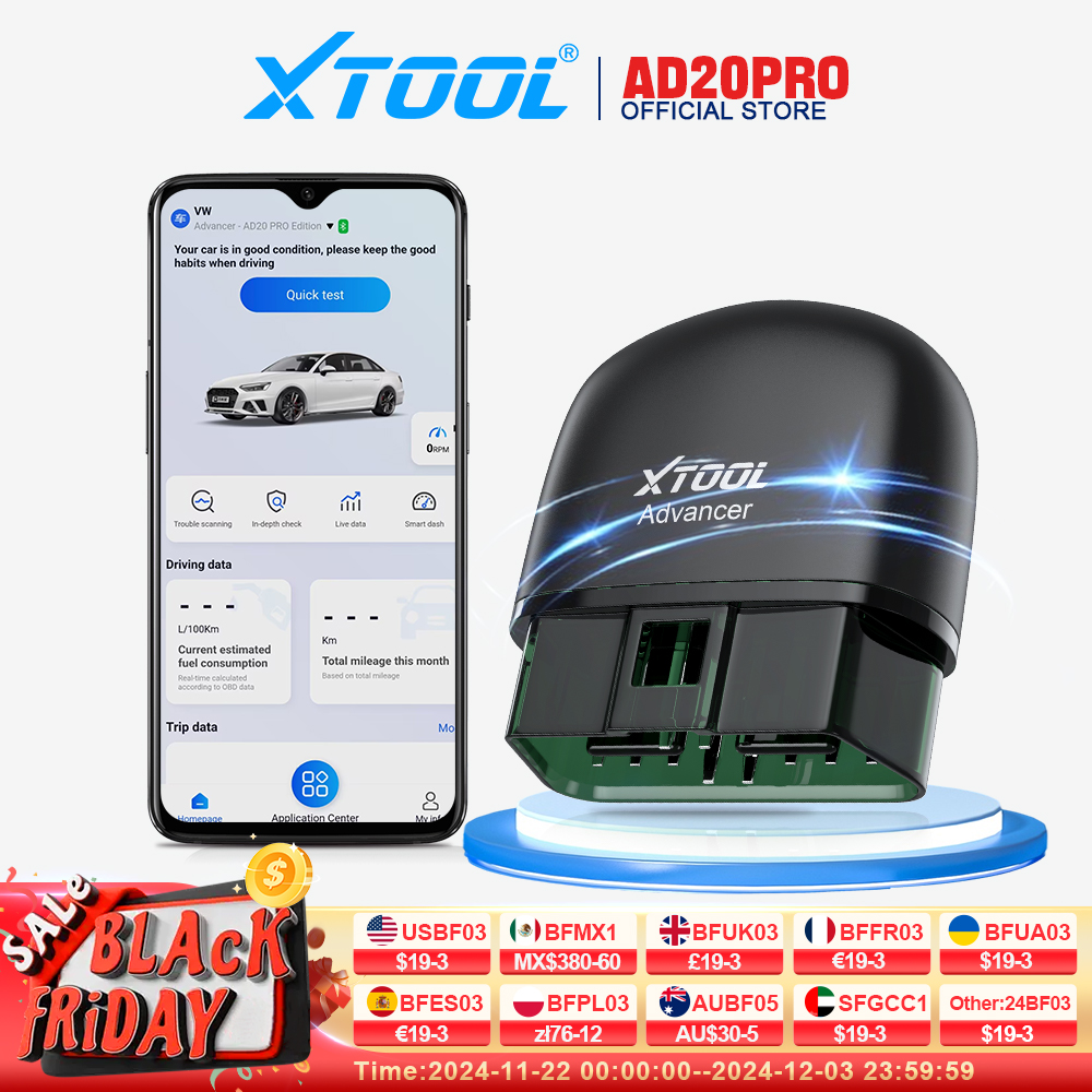 XTOOL Advancer AD20Pro OBD2 Bluetooth Scanner Full System Car Diagnostic Tool obd2 Scanner Oil Reset & Battery Test Code Reader