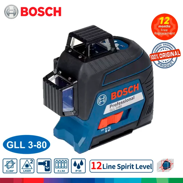Bosch Professional 12V System Laser Level GLL 3-80 CG 12 Lines Laser Green  Projection Meter