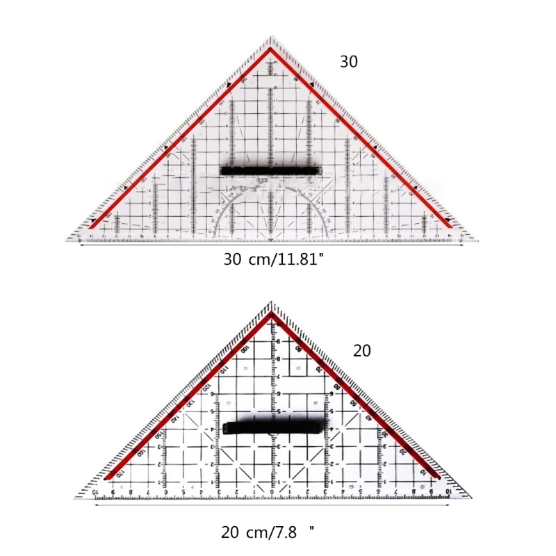 Triangle Rulers Square Set Plastic Protractor Transparent Scale Rulers with Handle School Supplies Geometrys Measuring Tool - 3