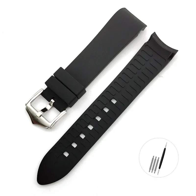 Silicone Strap with Curved Ends for Sport Watches - Replacement Wrist Band Accessory