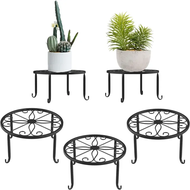 1Pc Metal Plant Stand Flower Pot Base Holder Stool for Home Garden Indoor Outdoor Flower Plant Display Bonsai Holder 5