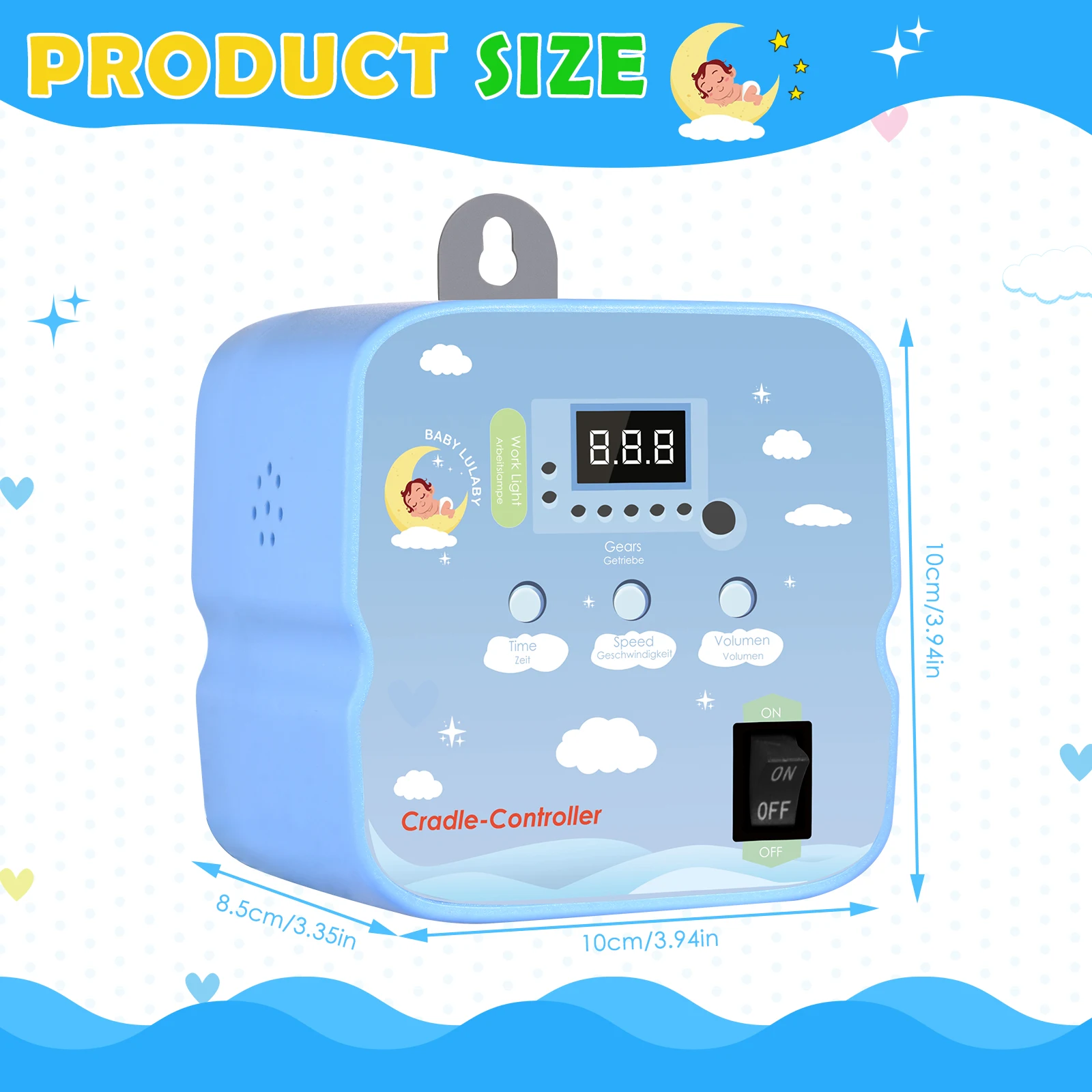 Electric Baby Swing Controller 2-Piece Spring and Remote Control Motor Spring Cradle Adjustable Timer Up to 20kg Baby Cradle baby swing controller