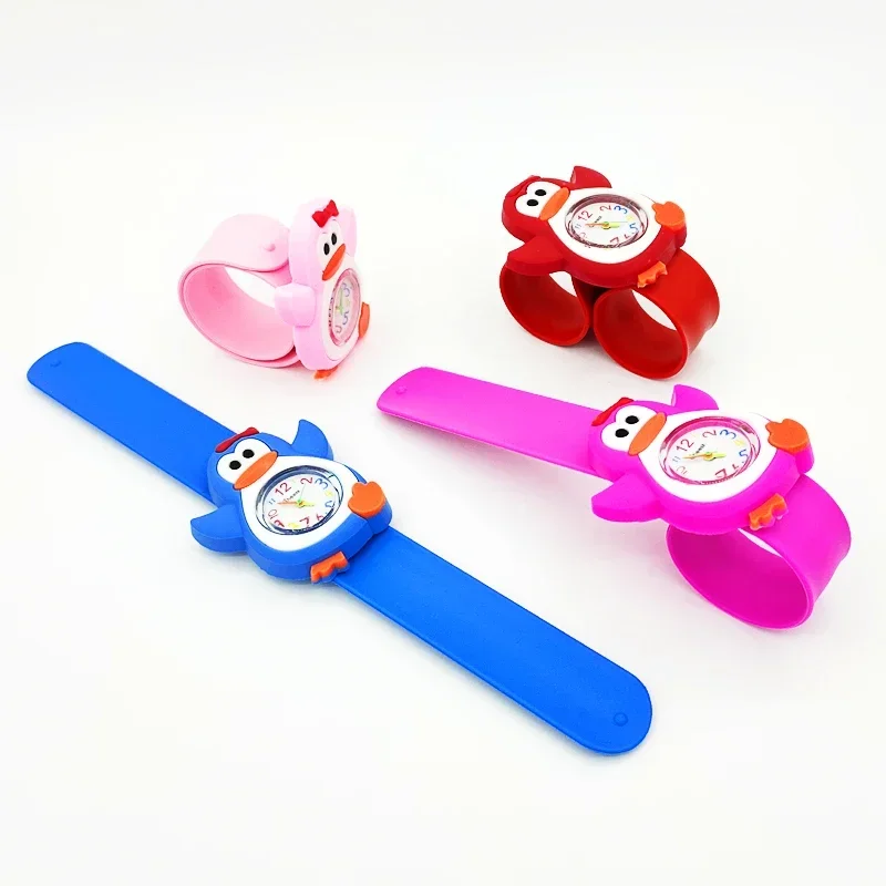 Slap Bracelet Children's Watch Cute Penguin, Crab, Turtle, Dolphin Patterns Toy Baby Birthday Gift Boys Girls Kids Watches Clock 5