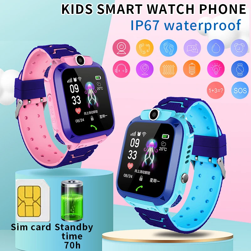 New Kids Call Smart Ver para Crianças Sim Card Sos Localização Câmera Telefone Waterproof Monitor Tracker Relógios Smartver para Crianças