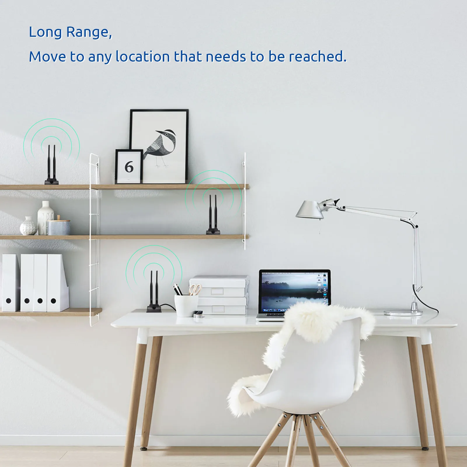 슈퍼뱃 6dBi 듀얼 밴드 WiFi 2.4G 5G 5.8G 고출력 무선 공유기 안테나 마그네틱 베이스 2M 연장 케이블 RP-SMA 남성용 PC용