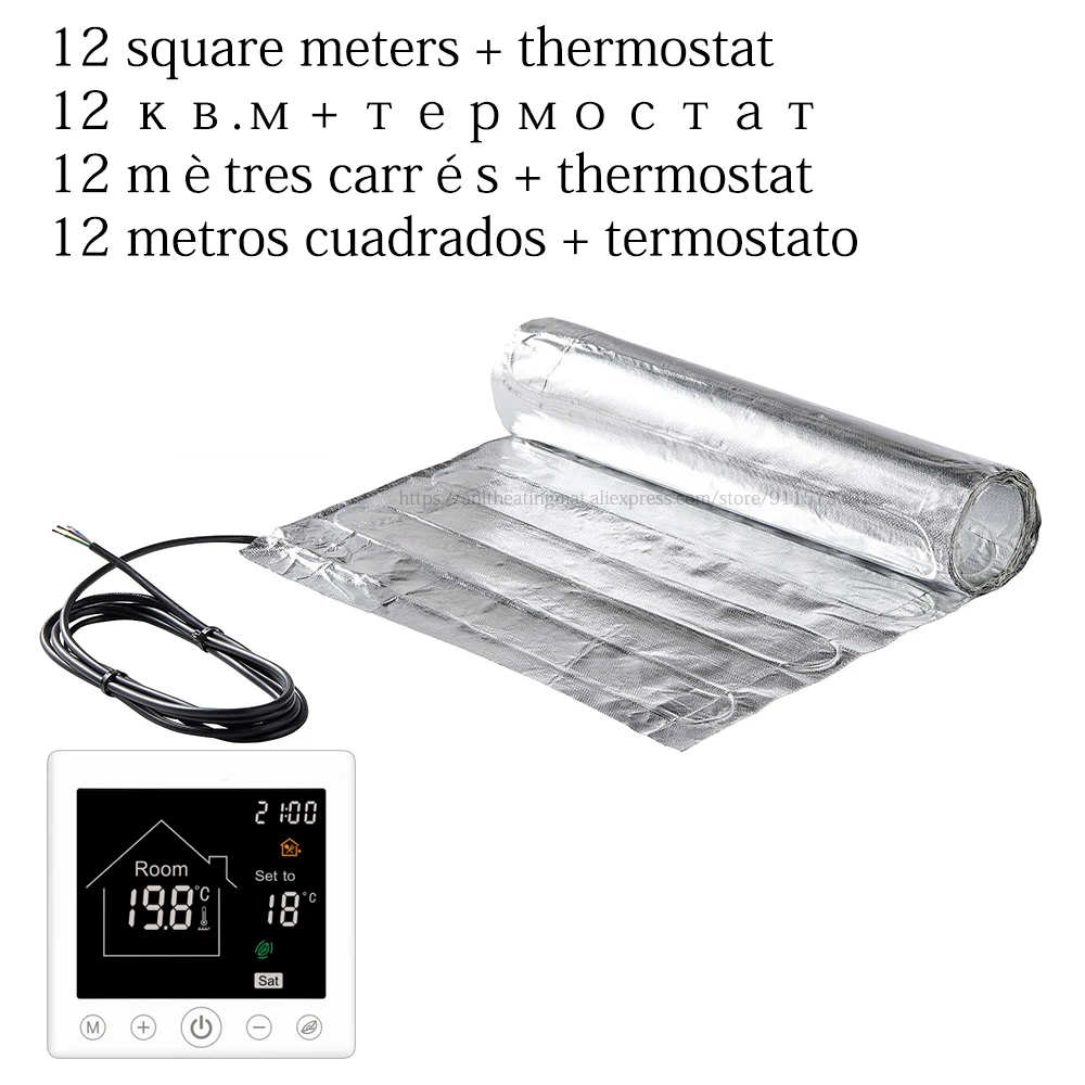 12M2ชุดทำความร้อนฟอยล์อลูมิเนียมไฟฟ้าใต้พื้นเสื่อไม้ไผ่ไม้ลามิเนตอุ่น Master ห้องนอนพร้อมเทอร์โมสตัท 1
