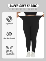 5 Pack Plus Size Super Soft Leggings for Women, High Waisted Tummy Control No See Through Workout Yoga Running Pants Leggings - Image 3