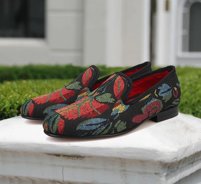 Floral Print Printed Loafers For Men Slip On Flower Men Big Size