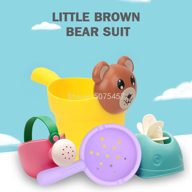 Summer Silicone Soft Baby Beach Toys Kids Mesh Bag Bath Play Set Beach Party Ducks Bucket Sand Molds Tool Water Game Bath Toys 1