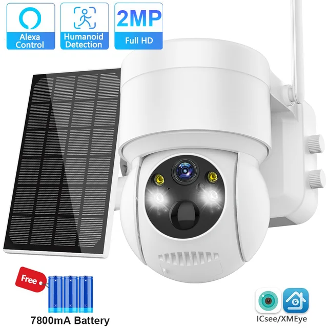 Caméra De Surveillance Extérieure Solaire Sans Fil, 7800 P, Wifi