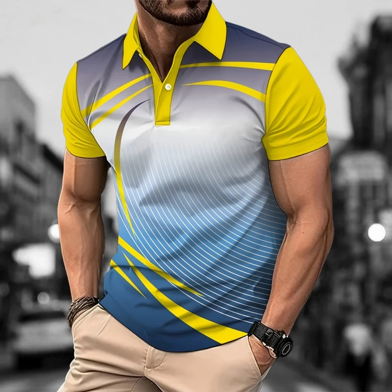 New 3D Printed Colorful Striped Man Polo Shirts Geometric Color Block Pattern Men's Clothes Shirt Casual Lapel Short Sleeve Tops 10 S3983c06642c64fdfafc8b182fc76e808s