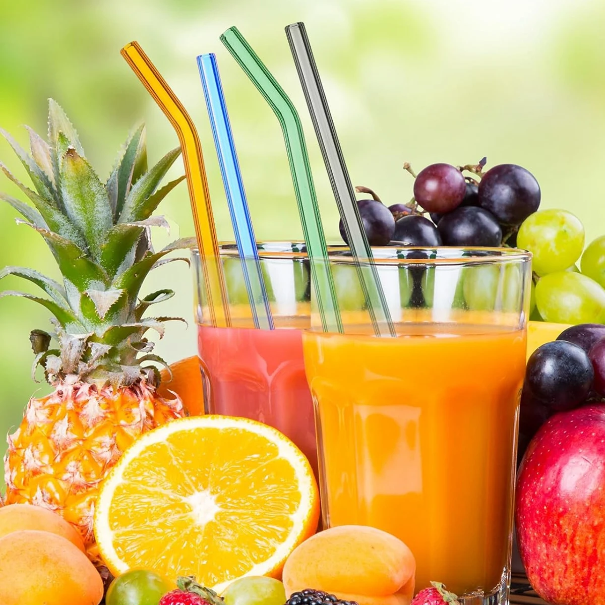 50pcs Colorful 20cm reusable Glass straw Eco-friendly Straws for Smoothies Drinking Straws Cocktail Drinkware Barware