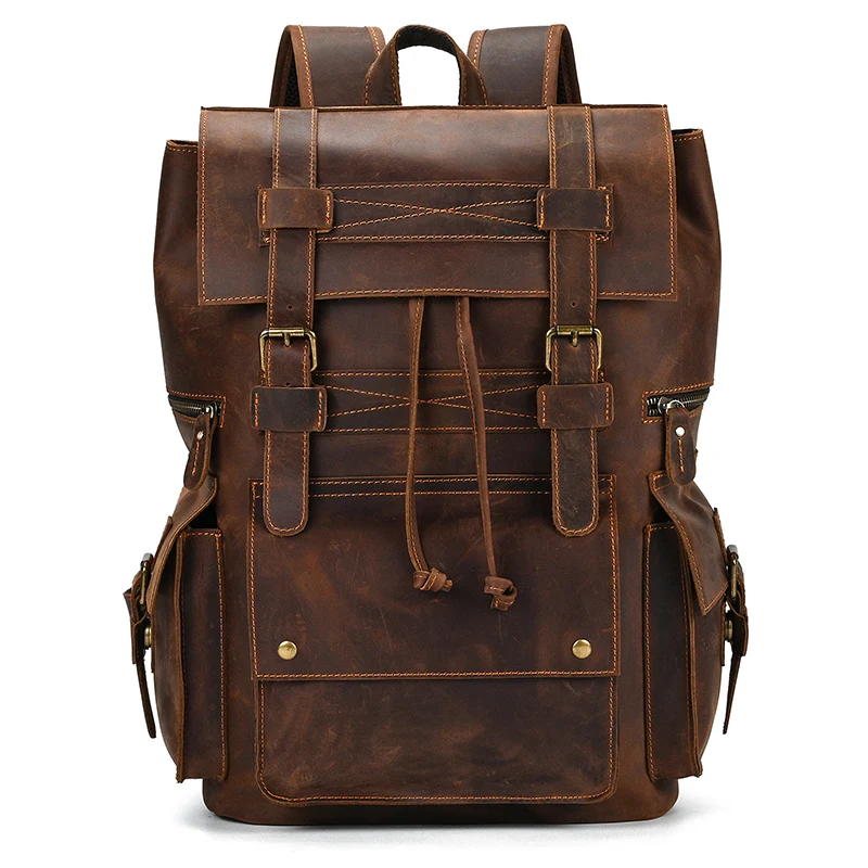 Leather Backpack Travel Pioneer™ - Dark Brown