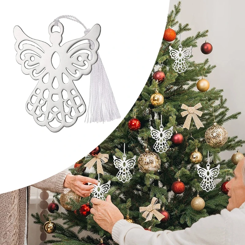 Set 10 segnalibri in metallo con angelo, delicati segnalibri con nappe, decorazioni natalizie