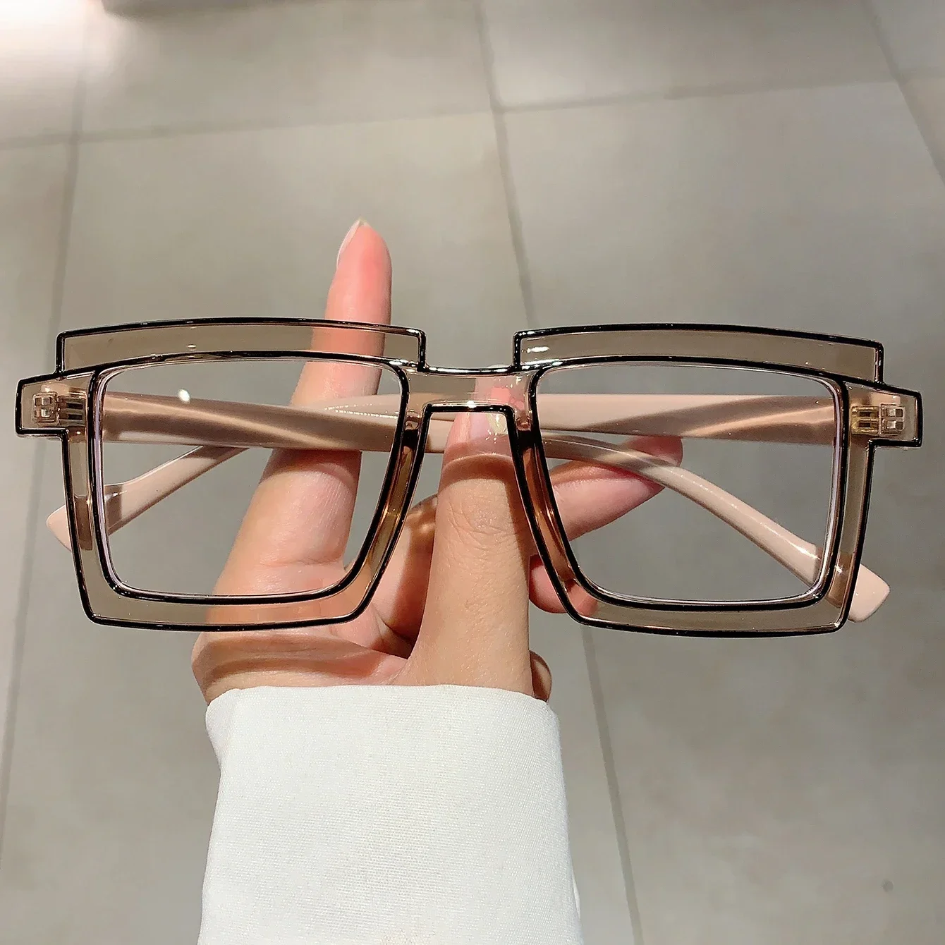 KAMMPT Vintage Square Eyeglasses 2023 New Cute Cartoon Style Blue Light Blocking Spectacles Ins Trendy Optical Computer Eyewear