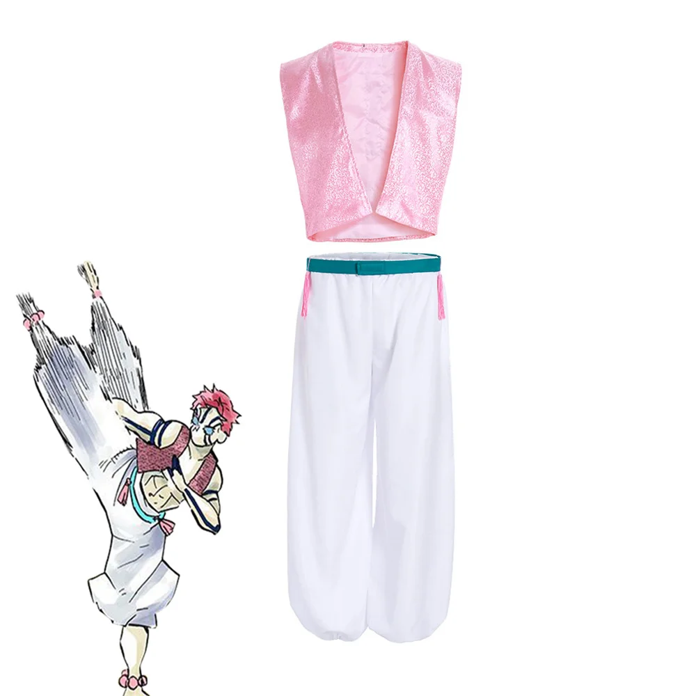 

Akaza Cosplay Costume Adult Men Sleeveless Vest Loose Pants Suits Halloween Carnival Party Battle Outfits