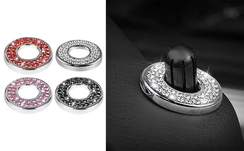 

Pull Rod Bolt Covers RhinestonesCar Door Bolts Door Lock Pin Cover Diamond Auto Decoration Trims Ring Car Interior Door Lock