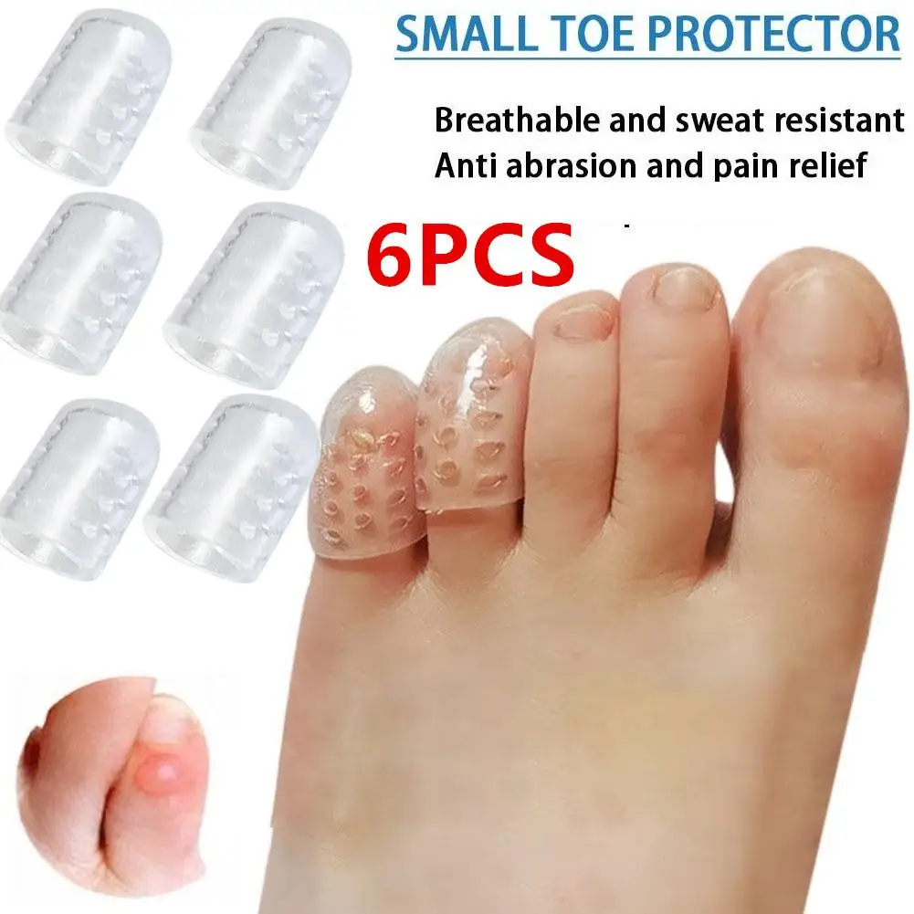 6pcs/3 pairs Silicone Gel Little Toe Tube Corns Blisters Corrector Pinkie Protector Gel Bunion Sleeve Toe Bone Brace Support toe corrector toe protector