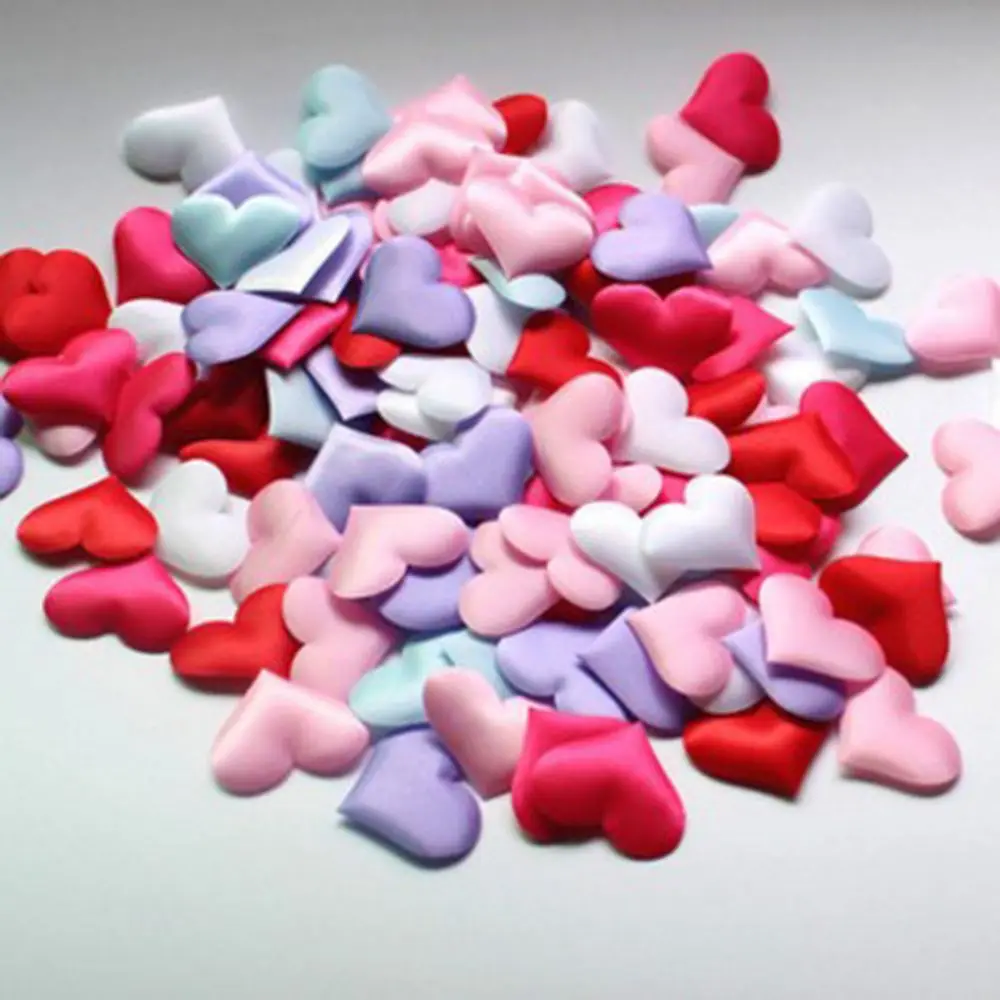 100pcs Romantic Table Decoration 3D Flower DIY Padded Fabric Love Heart Wedding Party Throwing Rose Petals