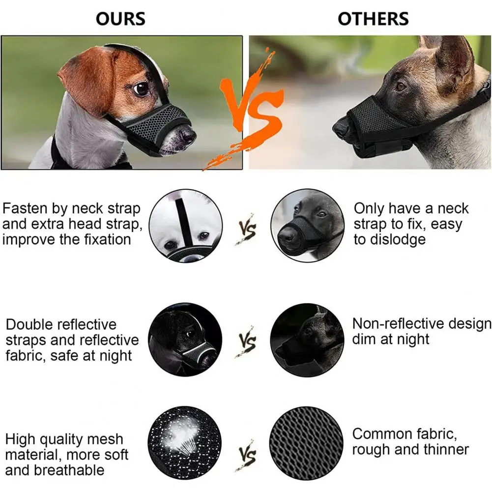 Dog Muzzle Quick Release Dog Muzzle Anti-chewing Breathable Adjustable Comfortable Anti-biting for Puppy