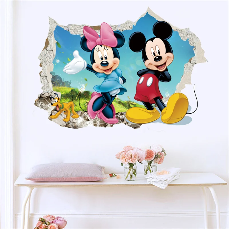 Mickey Minnie Mouse Baby Home Decals Wall Stickers For Kids Room Baby Bedroom Wall Nursery Amusement Park PVC Poster wall stickers vinyl decal stickers children room decoration
