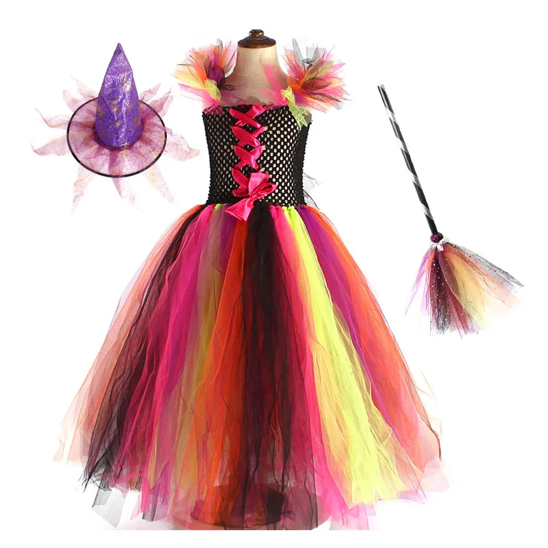 Costume Lungo Da Strega Con Cappello Strega Scopa Fiaba Fancy Dress Halloween Sparkly Bambini Bambini Male Regina Rossa Abbigliamento Cattivo