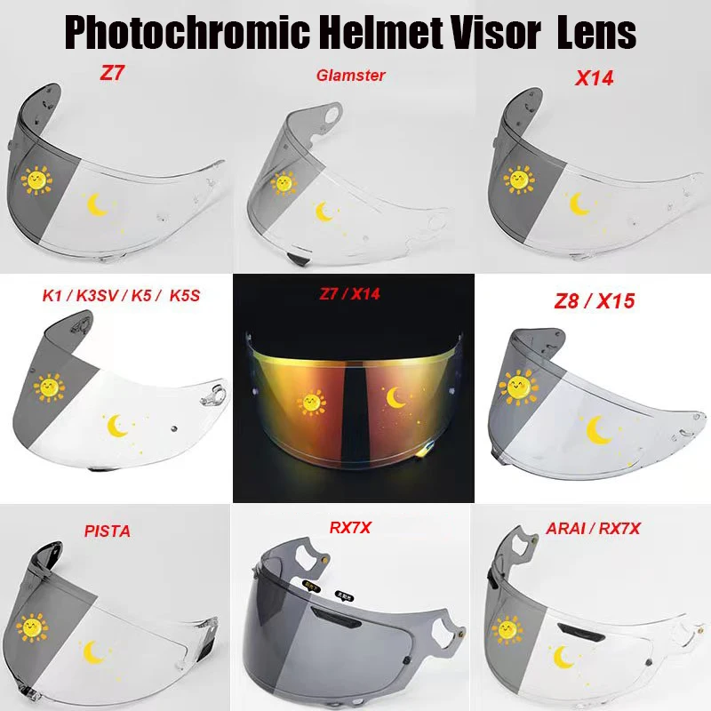 Visiera Fotocromatica Per Casco Shoei Glamster Z7 X14 Z8 X15 Rari Rx7X Pista K1 K3V K5 K5S Lenti Autocromatiche Casco Shield
