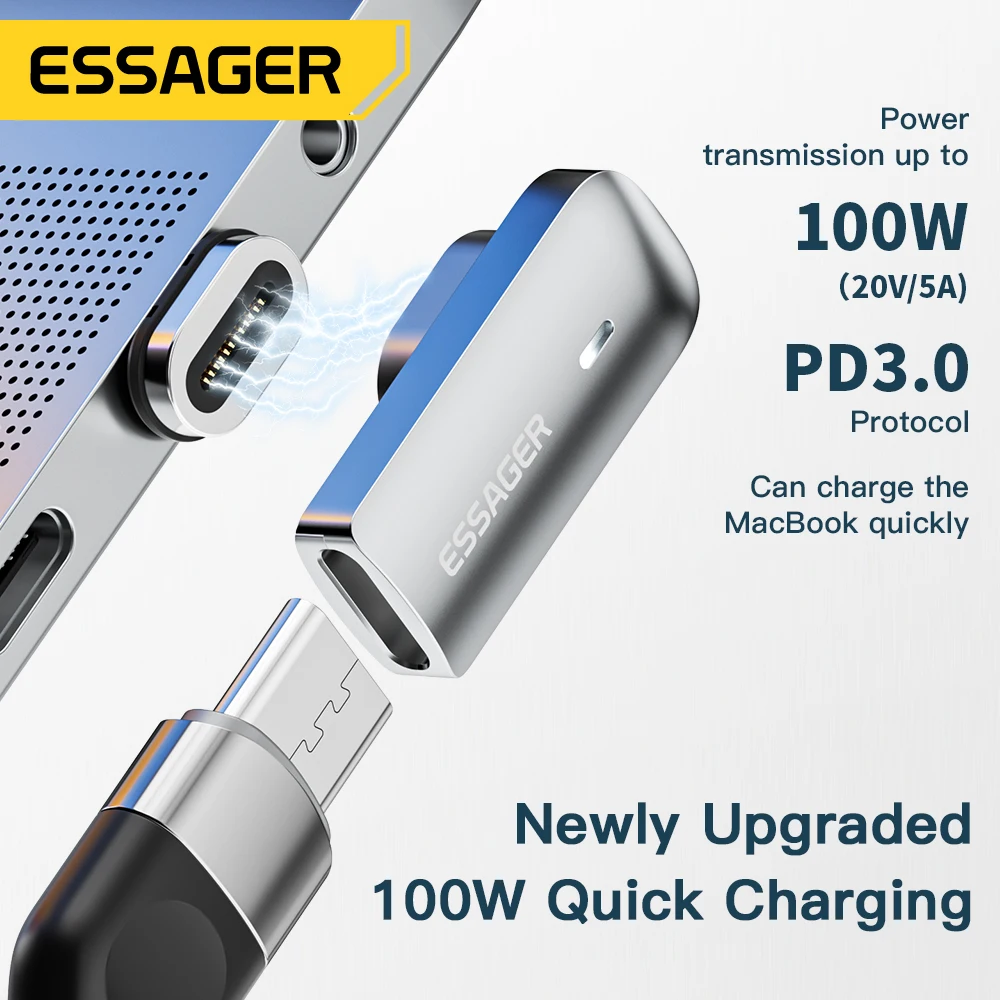 Essager PD 100W Magnetic USB C OTG Adapter Fast Charging Type C