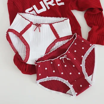 1pcs Summer Women Solid Color Cotton Panties Female Red Underpants Girls Cuter Sweet Briefs Underwear Lady Sexy Mid Waist Pantys