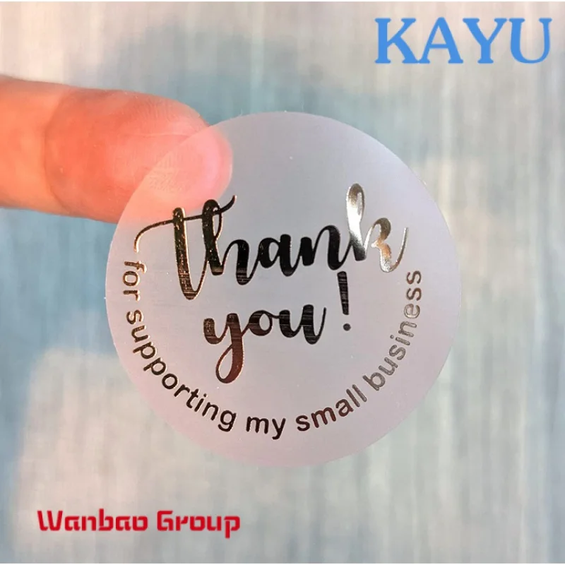 Custom  Hot sale product customized print logo 500 pcs 3 inches thank you stickers for supporting my small business 2 inch 50mm cute dot thank you stickers handmade with love labels round thank you for supporting my small business stickers