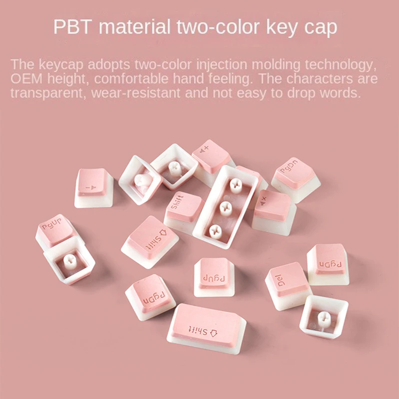 Pudim Geral Pbt Keycaps Injeção de Duas Cores Oem Keycap Translúcido para 61 62 68 84 87 104 108 980k Keyboar Mecânica 129key - Imagem 2