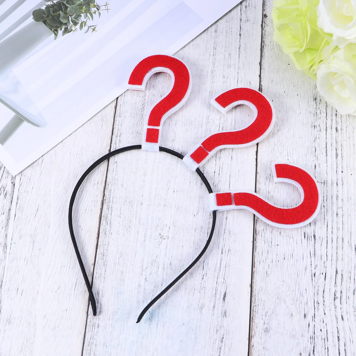 Question Mark Headband Non- woven Funny Hair Band Hair Accessories Selfie Photo Booth Props Party Costume for ( Black ) 5