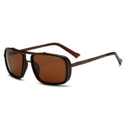 Polarized Myopia Lens Sunglasses for Men - Gray/Tea Punk Style (Myopia -350)