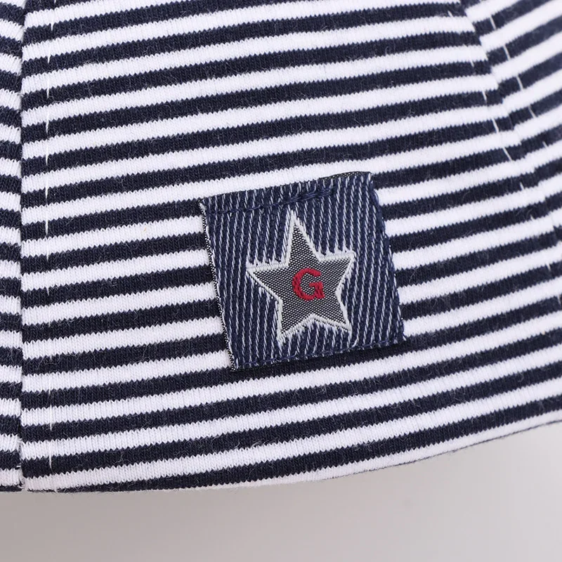 Hot Korean Children Stripe Cotton Hats Baby Visors Sun Hats Fashion Baby Caps for Boys Caps for 1-2years Old