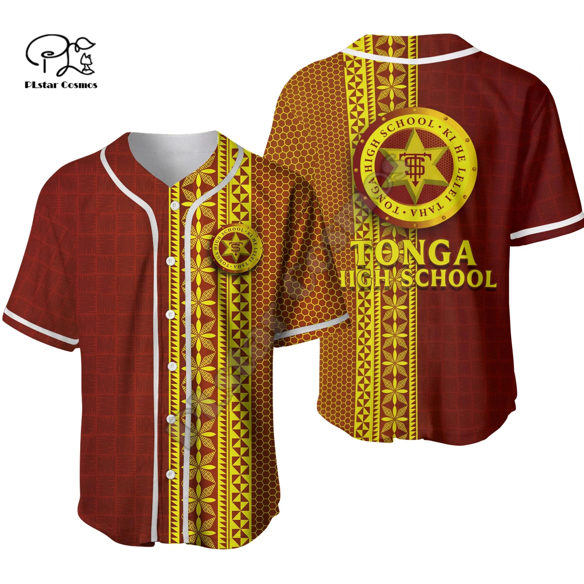 Polynesian Tonga Liahona Hight School Tattoo Tribal Retro 3DPrint Funny Summer Casual Baseball Shirts Jersey Short Sleeves X1
