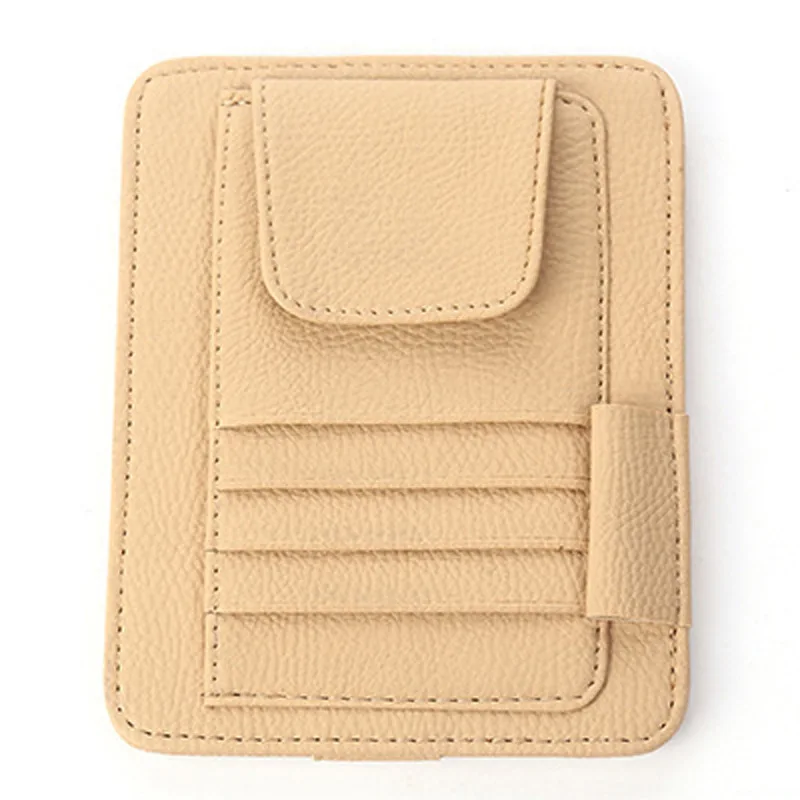 Car visor storage bag Card holder Glasses holder Multi-function ticket storage bag Leather car interior