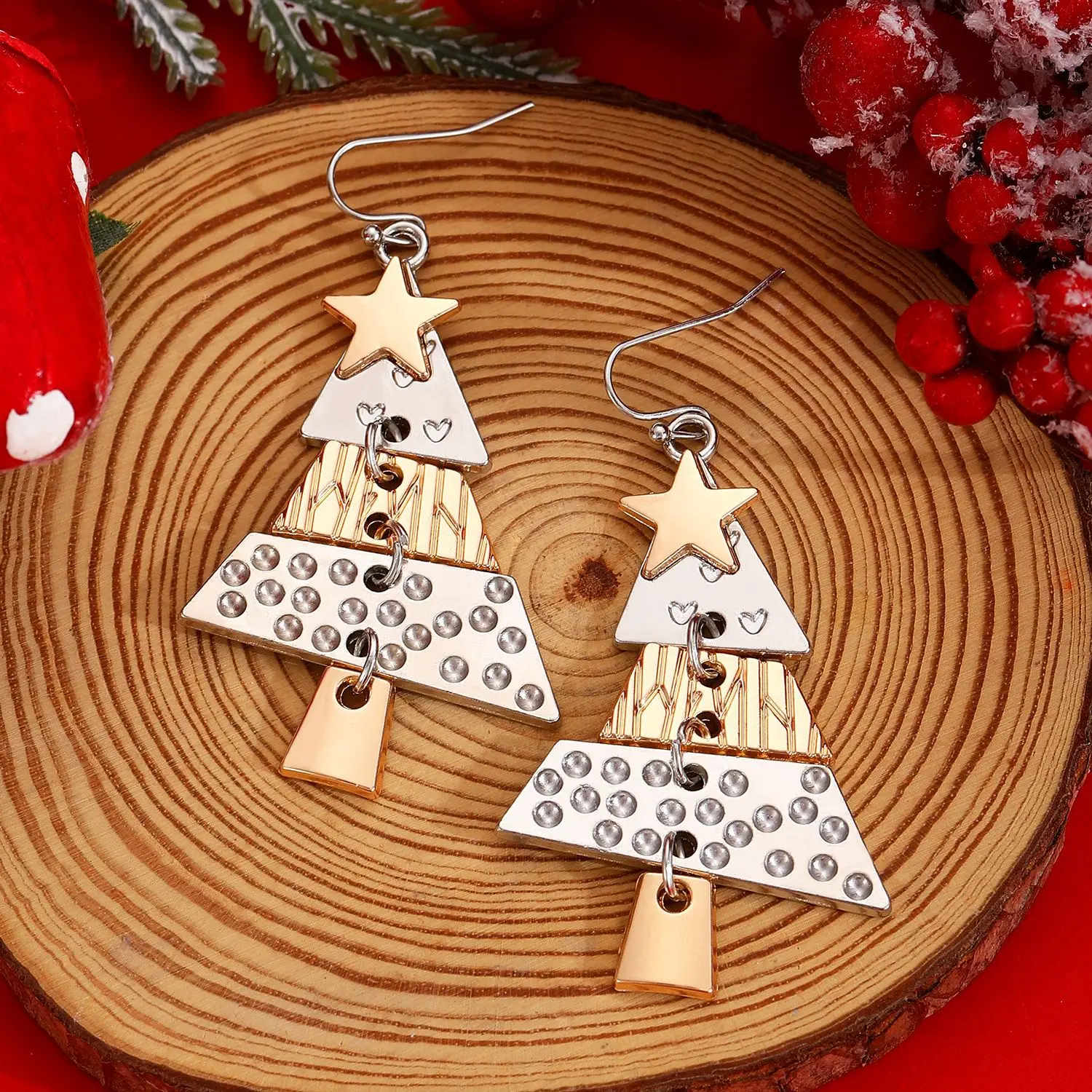 Elegant Christmas Tree Design Long Pendant Drop Earrings for Women Exquisite Dangle Earring Christmas Decoration Jewelry Gifts