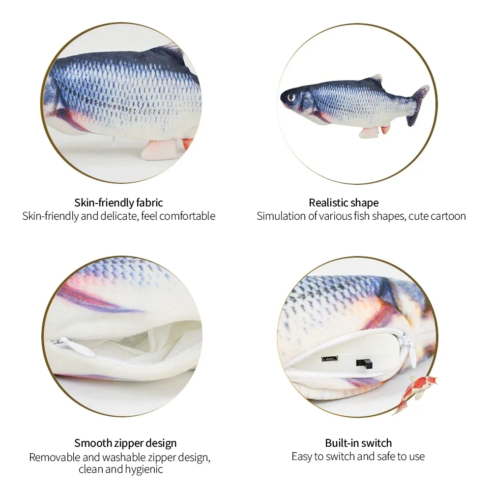 Floppy Fish Cat Toy Electric Fish for Cats Catnip Interactive Cat Fish Toys USB Charging Flopping Movement Cat Nip Toy Pet Toys