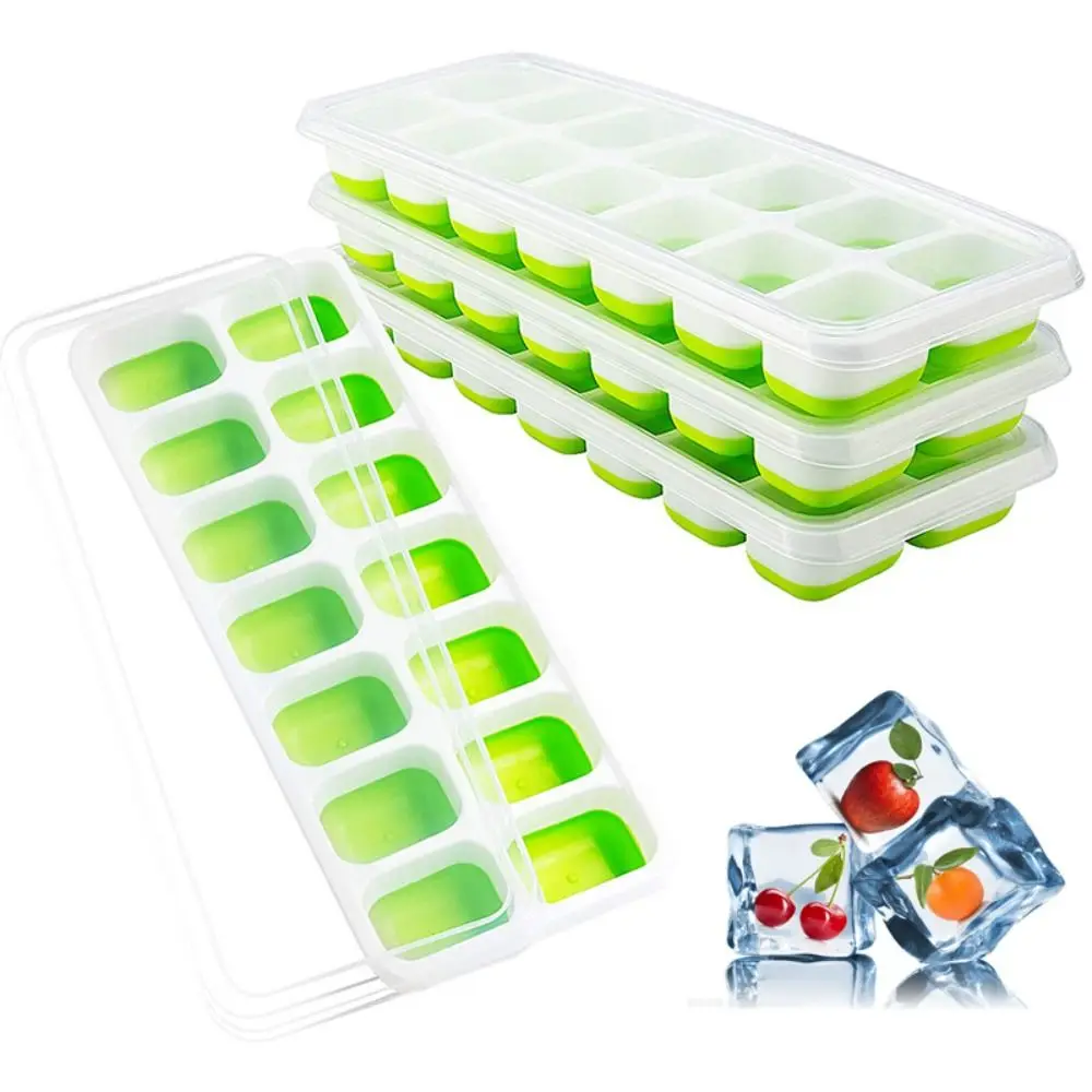 

4 Pack Stackable Ice Cube Trays 14 Grids Silicone Easy-Release Ice Ball Mould BPA Free Ice Ball Maker Cocktail Freezer