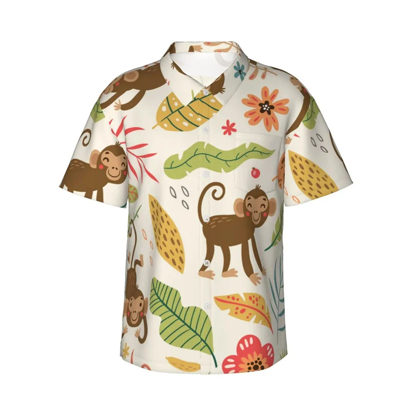 thumbnail image 1 of Camisas hawaianas para hombres y mujeres, dibujos animados de cohetes, monos, animales, estampado 3D, mangas cortas, camisetas divertidas y lindas para niños, camisetas Harajuku, 1 of 5