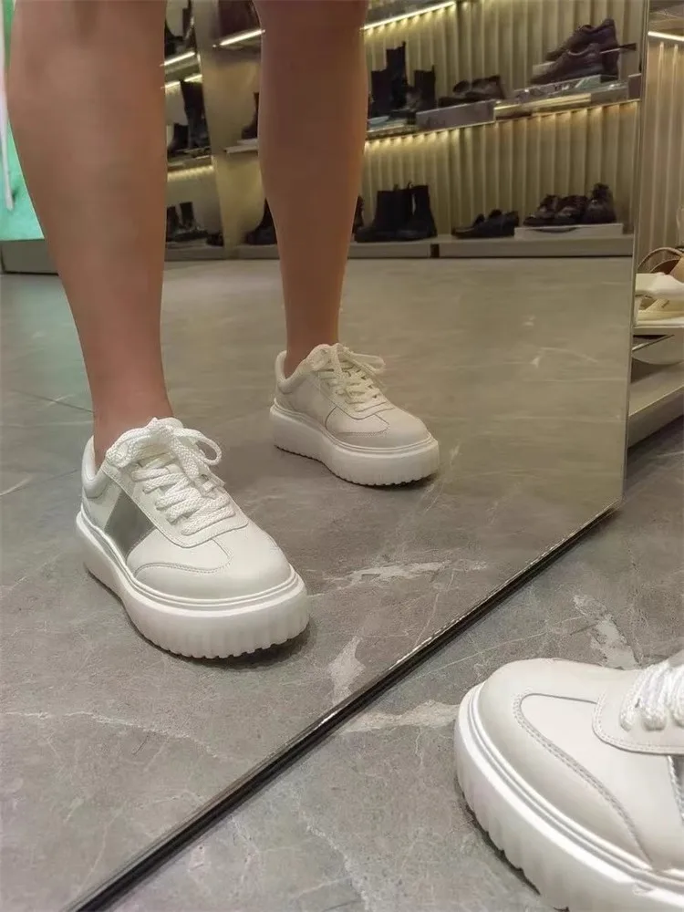Women Internal Height Increasing Pumps Fashion Thick Bottom Casual Shoes Lace Up Versatile Spring Ladies Platform Walking Shoes 2