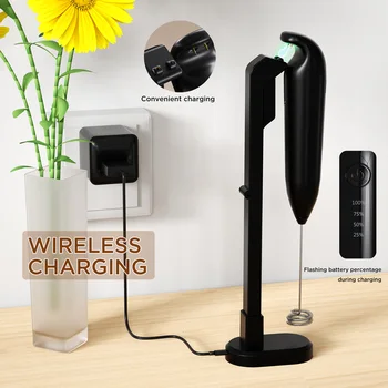 Montalatte elettrico completamente automatico Montalatte portatile wireless con base di ricarica per caffè da cucina domestica 1