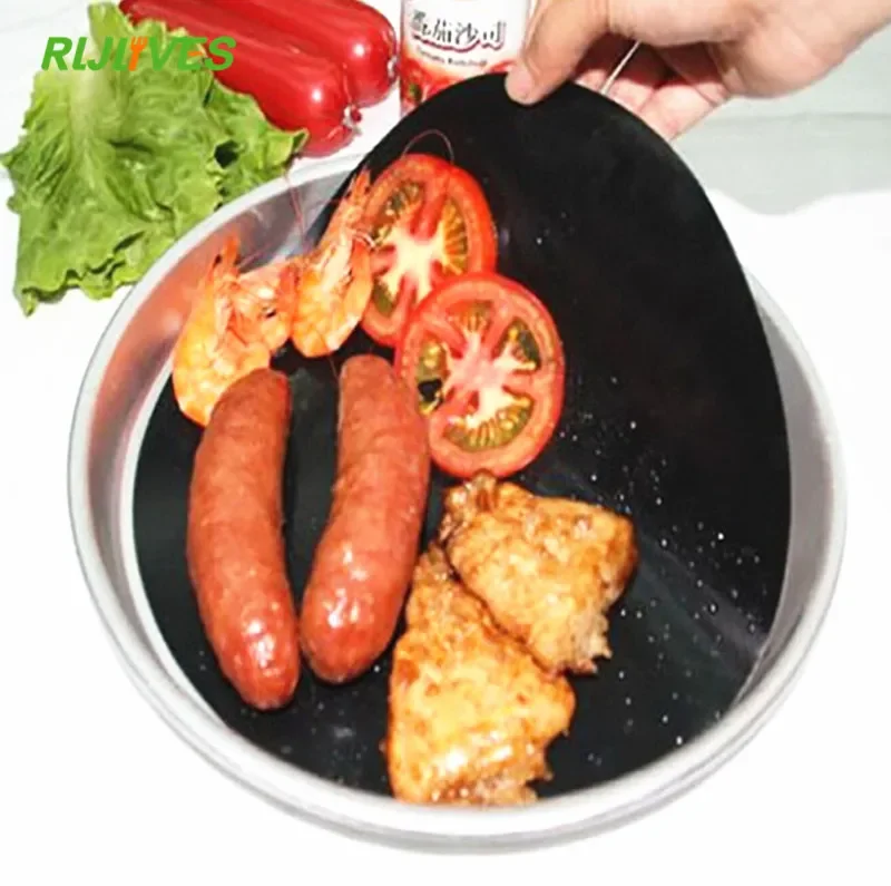 Round Non-stick Mat Pan Fry Liner Sheet 2Pcs Kitchen BBQ Baking Mats