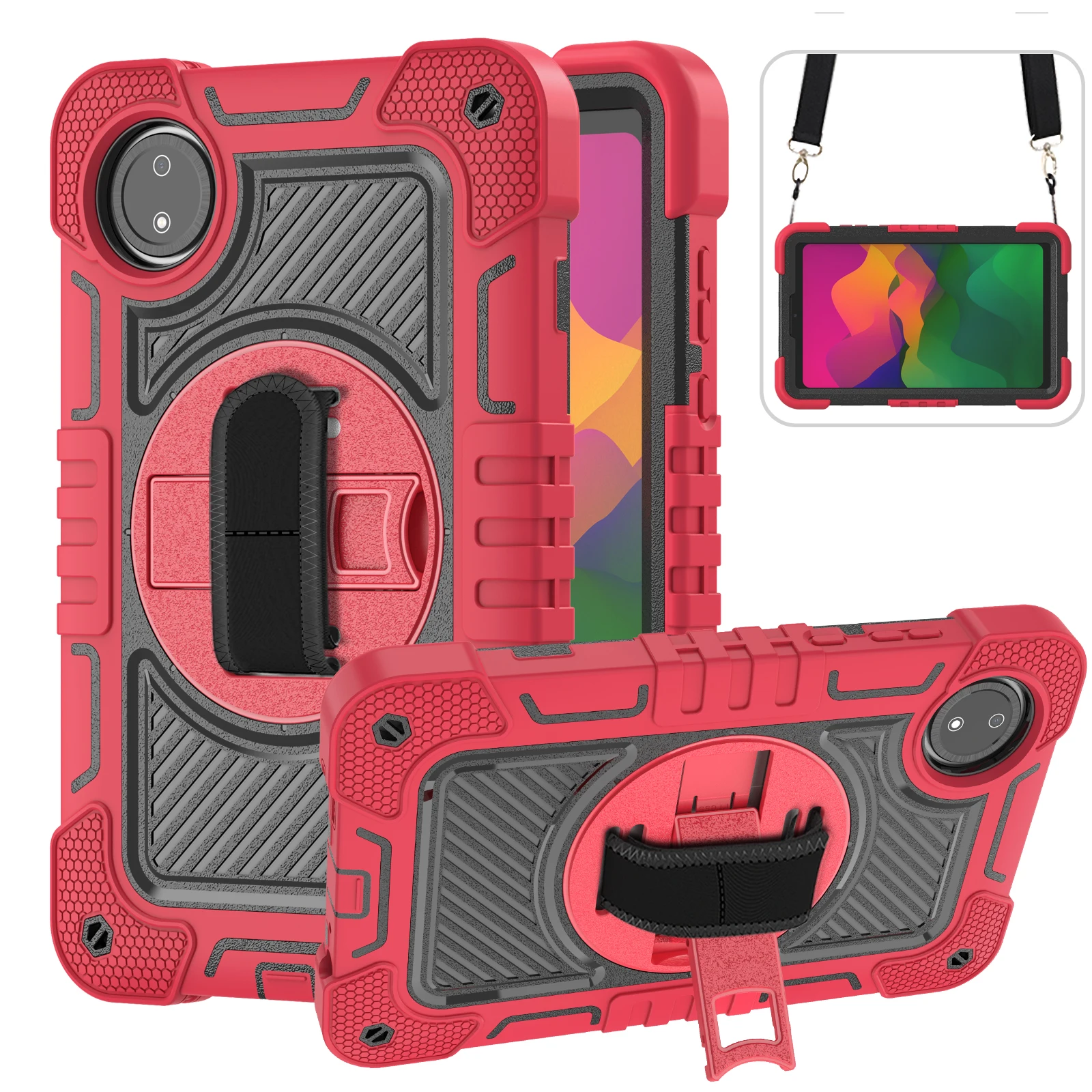 360 Rotatable Shockproof Case with Stand, Hand and Shoulder Straps