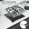 30" Gas Cooktop 4 Burners Propane NG/LPG Dual Fuel Kitchen Stove Built-in Countertop RVs 110V Pulse Ignition Stainless Steel 6