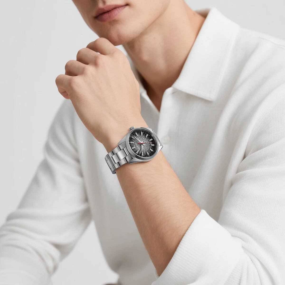 BERNY Uhren für Herren, leuchtende Saphir-Quarz-Herrenuhr, modisch, lässig, 10 ATM, komplett aus Edelstahl, Business-Armbanduhr – Detail 14
