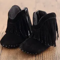 Baby Shoes Boots Newborn Infant Boy Girl Soft Sole Boots Tassels Moccasins Crib Solid Shoes 0-18M 6