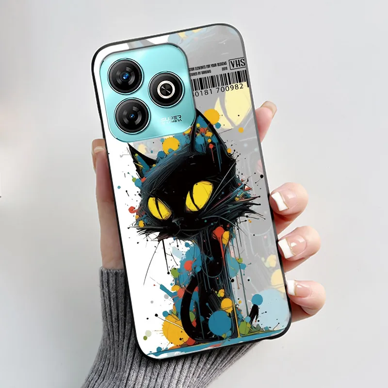 Aesthetic Cute Cat Black Shockproof Silicone Back Cover